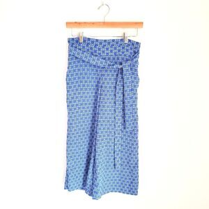 The Limited Blue Tapestry Tie Waist Culottes Pants Size 00